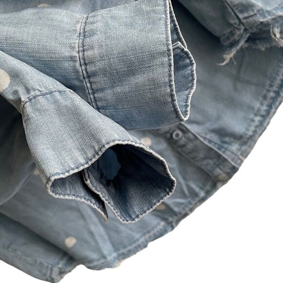 ANTHRO Cloth & Stone Blue Chambray Polka Dot Shirt Blouse M - Picture 4 of 6